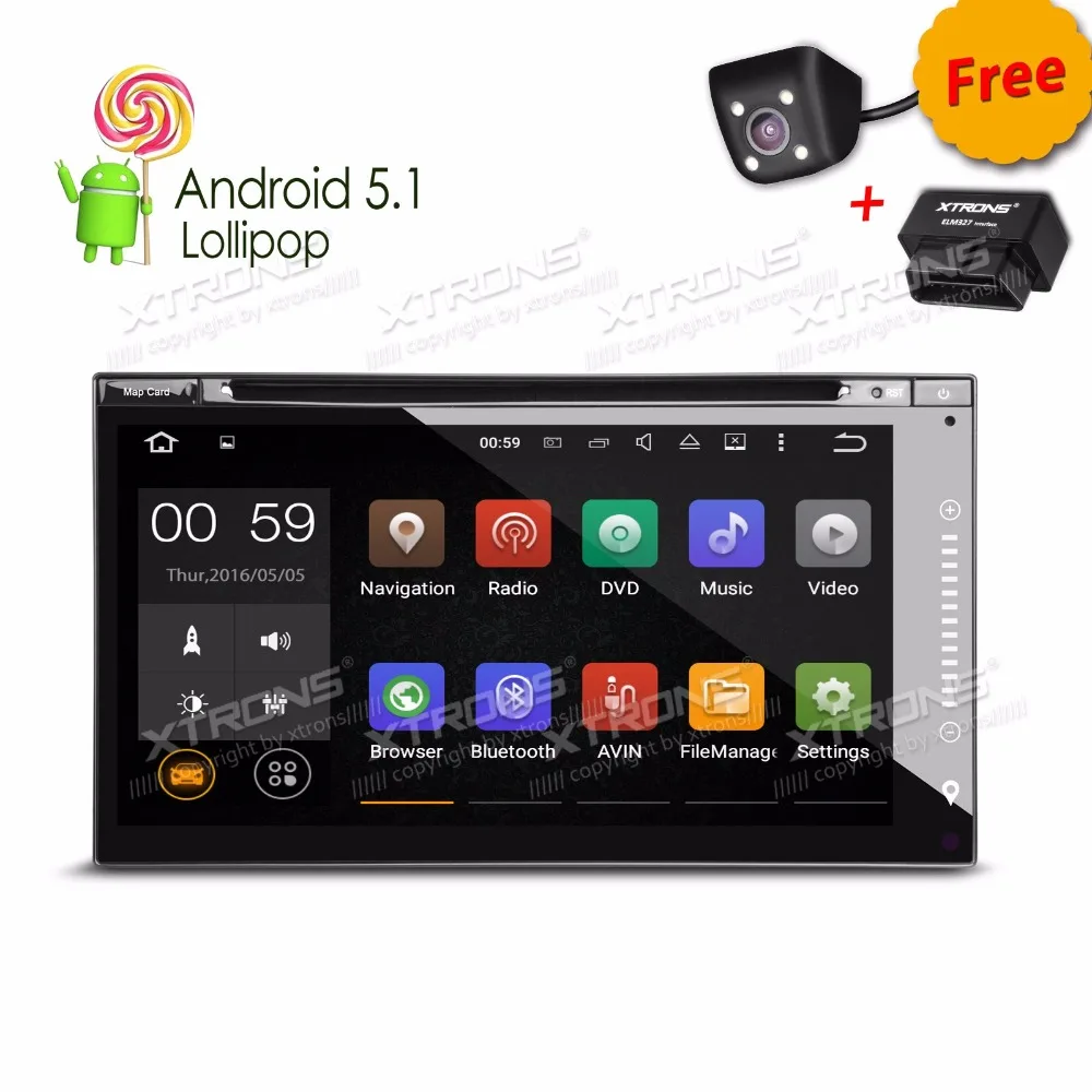 6 95 "ОС Android 5 1 2 Din автомобильный DVD двойной Радио два навигатор + обратный Камера