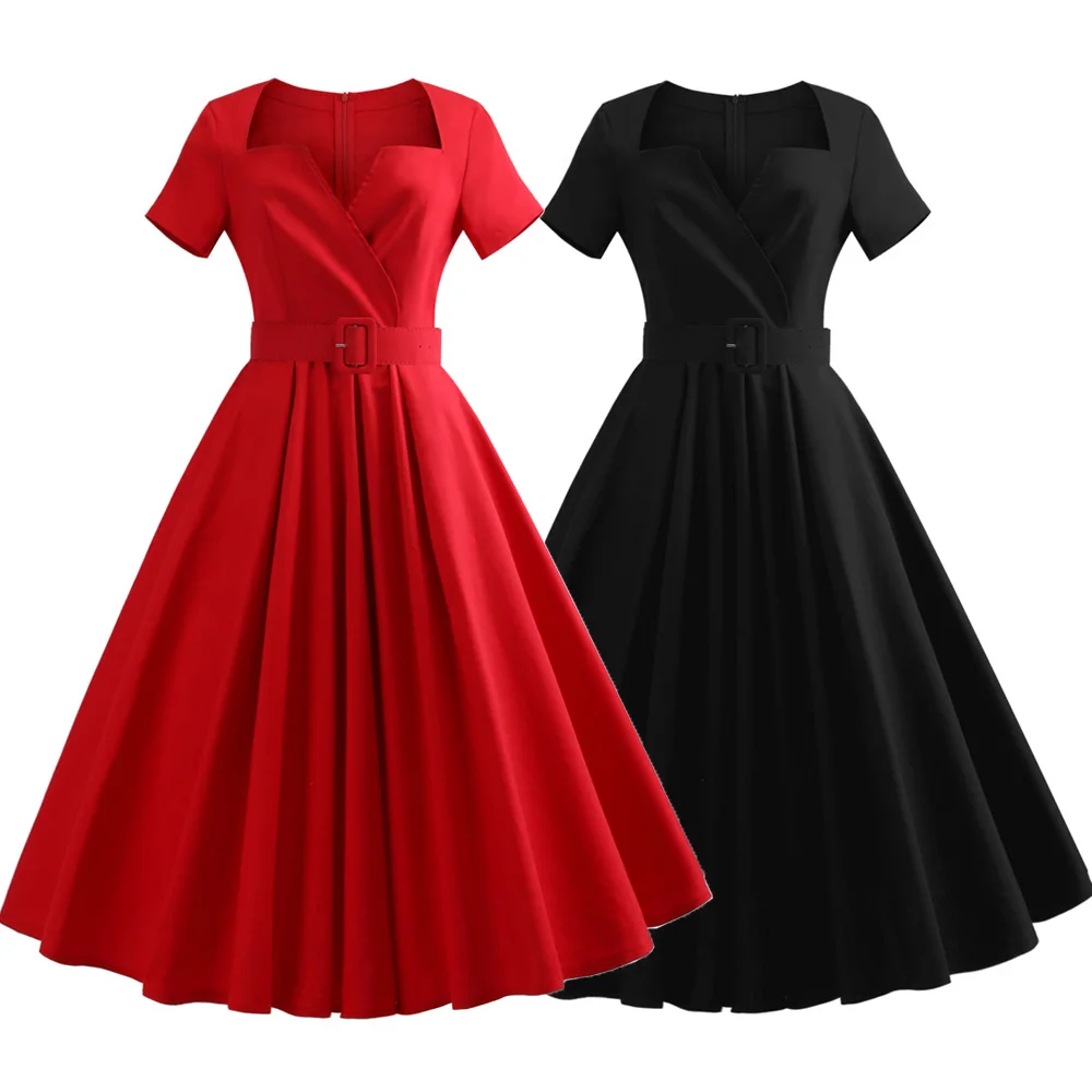 Short Sleeves Summer Dress Plus Size Vintage Dress Belt Cotton Solid Audrey Hepburn Retro Dress Party Vestidos Office Dress
Short Sleeves Summer Dress Plus Size Vintage Dress Belt Cotton Solid Audrey Hepburn Retro Dress Party Vestidos Office Dress
