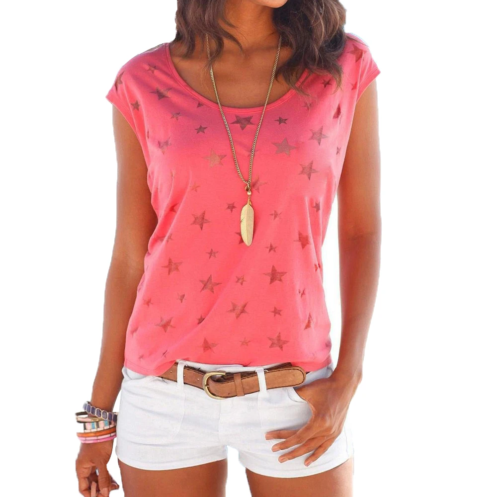 Women Summer T-shirt Casual O Neck Short Sleeve Tee shirt Tops Elegant Stars Printed T shirt Tops 5Colors WDC2284
Women Summer T-shirt Casual O Neck Short Sleeve Tee shirt Tops Elegant Stars Printed T shirt Tops 5Colors WDC2284