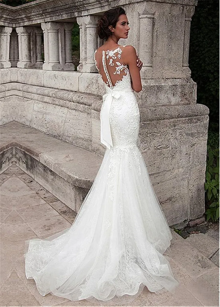 White Scoop Tank Sexy Illusion Bateau Mermaid Boho Wedding Dress Gown Sofuge Vestido De Noiva Dubai Arabic Suknia Slubna
White Scoop Tank Sexy Illusion Bateau Mermaid Boho Wedding Dress Gown Sofuge Vestido De Noiva Dubai Arabic Suknia Slubna