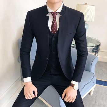 ( Jacket + Vest + Pants ) 2019 New Mens Fashion Boutique Suit Groom Wedding Dress Formal Suits / Men Business Stand Collar Suits
( Jacket + Vest + Pants ) 2019 New Mens Fashion Boutique Suit Groom Wedding Dress Formal Suits / Men Business Stand Collar Suits