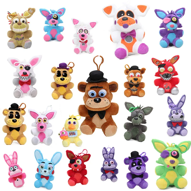 14CM Five Nights At Freddy's 4 Plush Pendant FNAF Foxy Chica Bonnie Golden Freddy Nightmare Fredbear Bear keychain Toys
14CM Five Nights At Freddy's 4 Plush Pendant FNAF Foxy Chica Bonnie Golden Freddy Nightmare Fredbear Bear keychain Toys