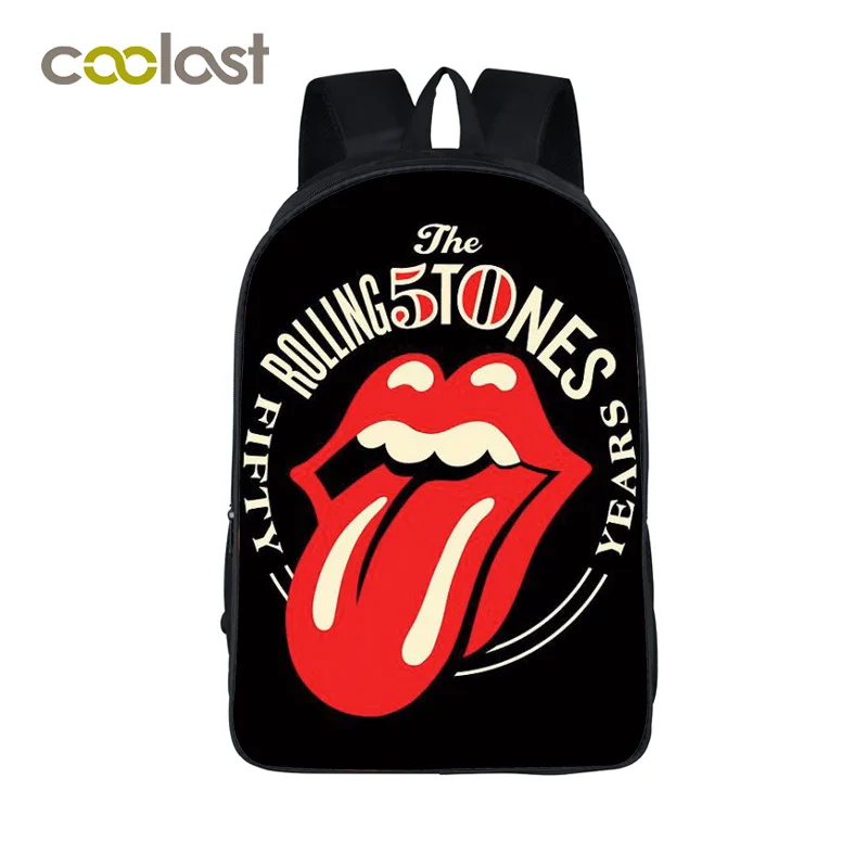 Image Rolling Stones Pink Floyd Print Backpack Male Hip Hop Laptop Bags CGBG Rock School Bags for Teenages Hot Nylon Men Travel Bags