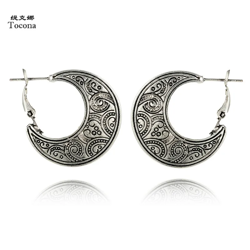 Tocona Vintage Antique Silver Color Carved Moon Shape Drop Earrings for Women Girls Tribal Round Dangle Earrings Jewelry 4758
Tocona Vintage Antique Silver Color Carved Moon Shape Drop Earrings for Women Girls Tribal Round Dangle Earrings Jewelry 4758