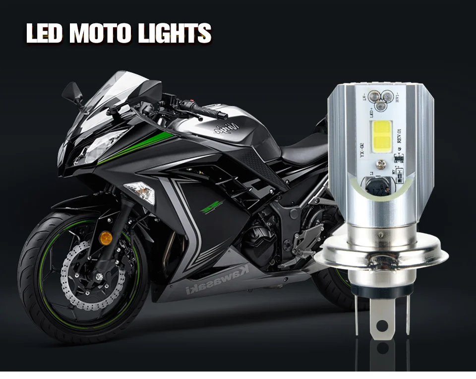 Foxcncar H4 P43t HS1 LED Motorcycle Headlight Bulbs 1000Lm HL 12V COB 18650 Chip Scooter Accessories Moto DRL Lights For Suzuki (1)