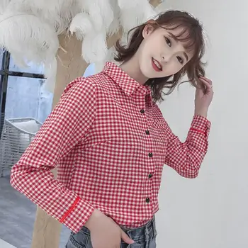 2019 New Brand Women Blouses Long Sleeve Shirts Red and Black Cotton Plaid Shirt Casual Female Blouse Tops Korean Style
2019 New Brand Women Blouses Long Sleeve Shirts Red and Black Cotton Plaid Shirt Casual Female Blouse Tops Korean Style