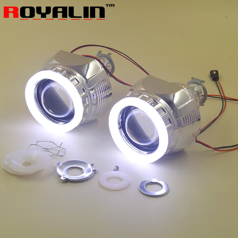 ROYALIN Auto Headlights Lens with White LED Angel Eyes H1 Bi Xenon Projector For H4 H7 Car Motorcycle Lamp Accessories Retrofit
ROYALIN Auto Headlights Lens with White LED Angel Eyes H1 Bi Xenon Projector For H4 H7 Car Motorcycle Lamp Accessories Retrofit