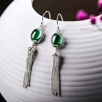 Real 925 Sterling Silver Earrings Natural Stone Green Crystal Long Tassel Earrings For Women Wholesale Lots Bulk Jewelry
Real 925 Sterling Silver Earrings Natural Stone Green Crystal Long Tassel Earrings For Women Wholesale Lots Bulk Jewelry