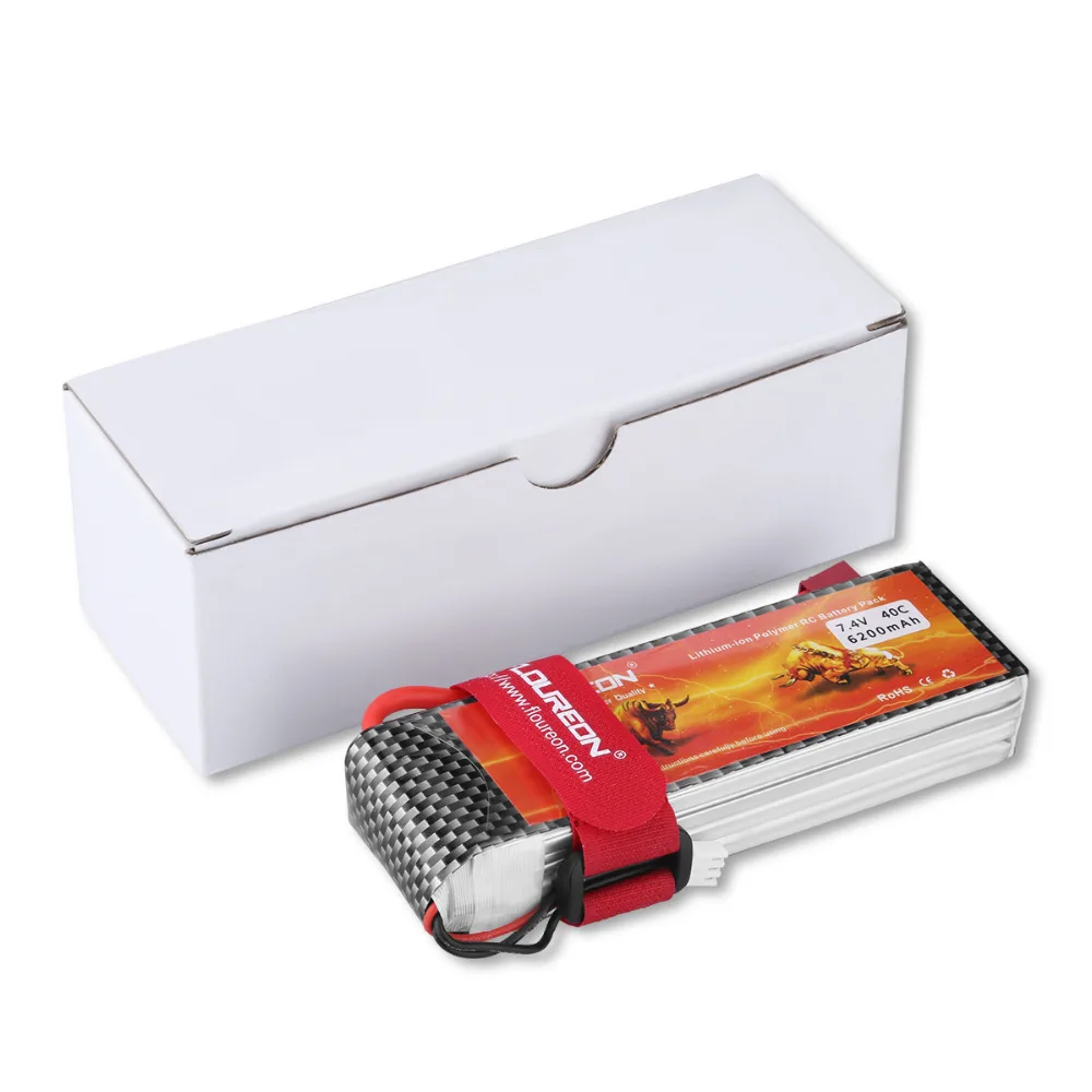 Floureon Batterie Akku 2S2P 6200mAh 7.4V 40C T Plug LiPo Battery Pack RC auto DE