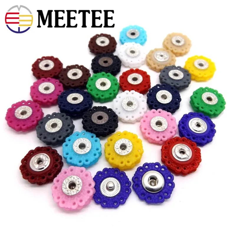 MEETEE 50pcs Resin Snap Button 23mm Clasp buttons Hollow flower Invisible Coat Buttons Fashion Suit buckle 16 colours ZK604 | Дом и сад