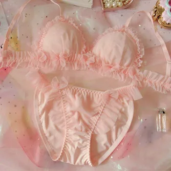 Hanayome Fairy Kei Japanese Bra & Panties Set Lace 3D Bows Wirefree Soft Underwear Sleep Intimates Set Kawaii Lolita Color Pink
Hanayome Fairy Kei Japanese Bra & Panties Set Lace 3D Bows Wirefree Soft Underwear Sleep Intimates Set Kawaii Lolita Color Pink