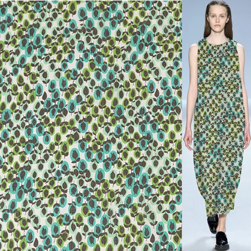 Green and blue leaves print silk and cotton blended fabric plant design,SCT550
Green and blue leaves print silk and cotton blended fabric plant design,SCT550