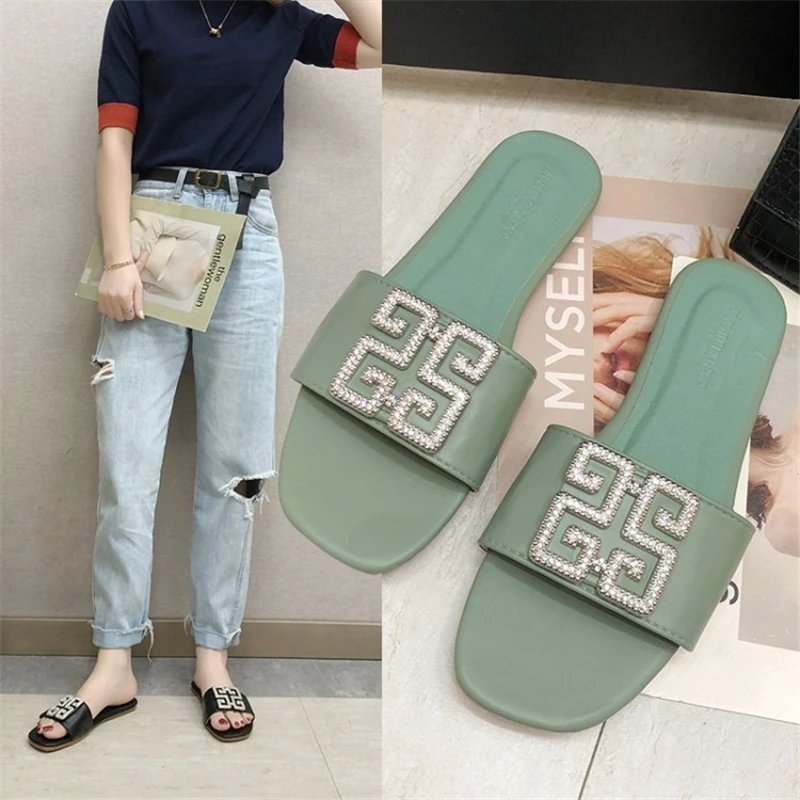 2019 new brand design leisure shiny crystal women slippers Green black summer beach flats slides non-slip zapatos de mujer
2019 new brand design leisure shiny crystal women slippers Green black summer beach flats slides non-slip zapatos de mujer