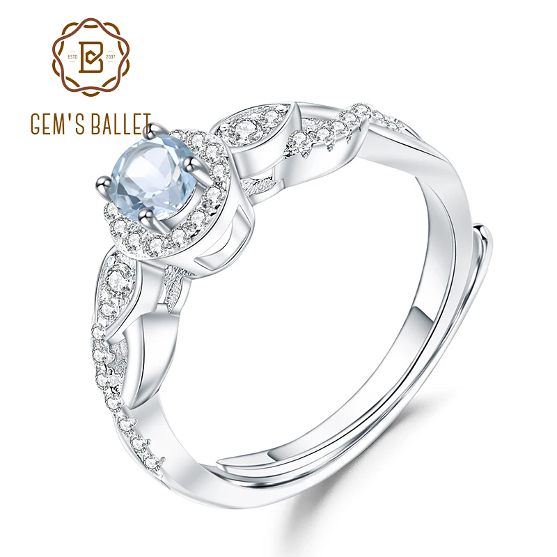 GEM'S BALLET Natural Sky Blue Topaz Ring 925 Sterling Silver Adjustable Rings For Women Gift Wedding Engagement Fine Jewelry
GEM'S BALLET Natural Sky Blue Topaz Ring 925 Sterling Silver Adjustable Rings For Women Gift Wedding Engagement Fine Jewelry