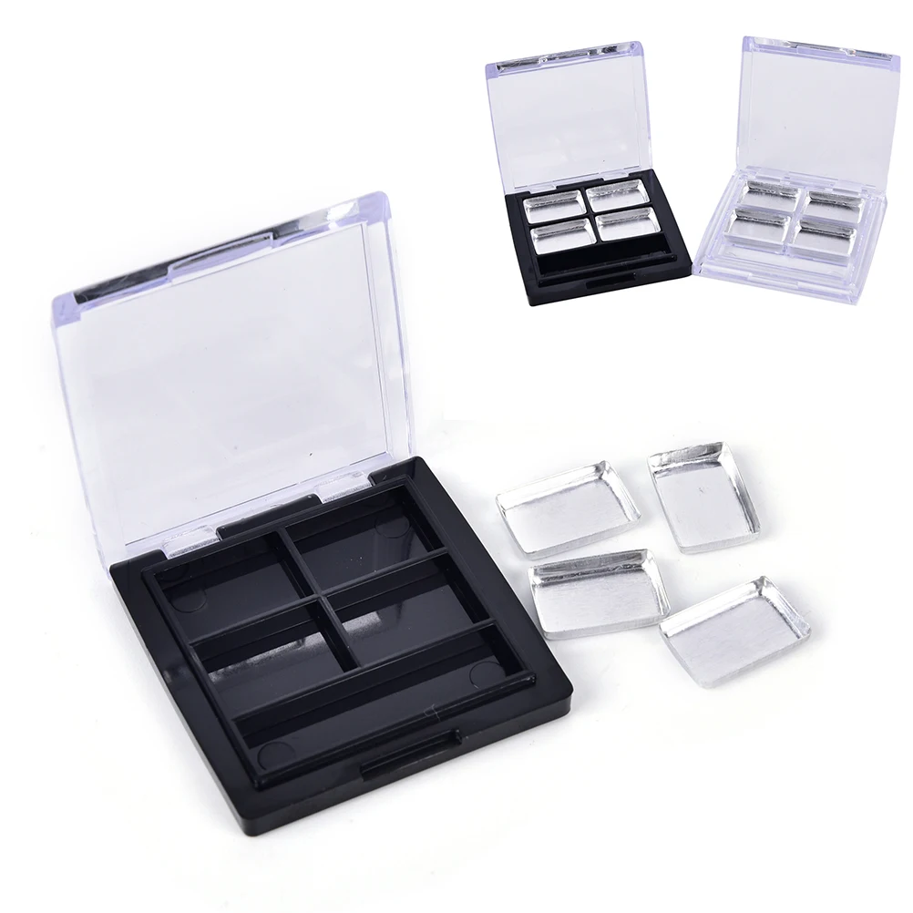 One Piece 4 Grids Eyeshadow Case 4 Palettes Pans Eye shadow Container Empty Cosmetic Blusher Compact Clear and Black Base
One Piece 4 Grids Eyeshadow Case 4 Palettes Pans Eye shadow Container Empty Cosmetic Blusher Compact Clear and Black Base