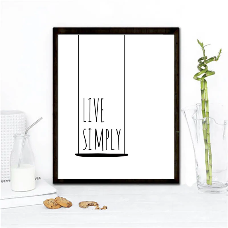 Image Live Simply quotes Canvas Art Print Poster, Wall Pictures For Room Home Decoration Print On Canvas, Frame not include 4 Sizes