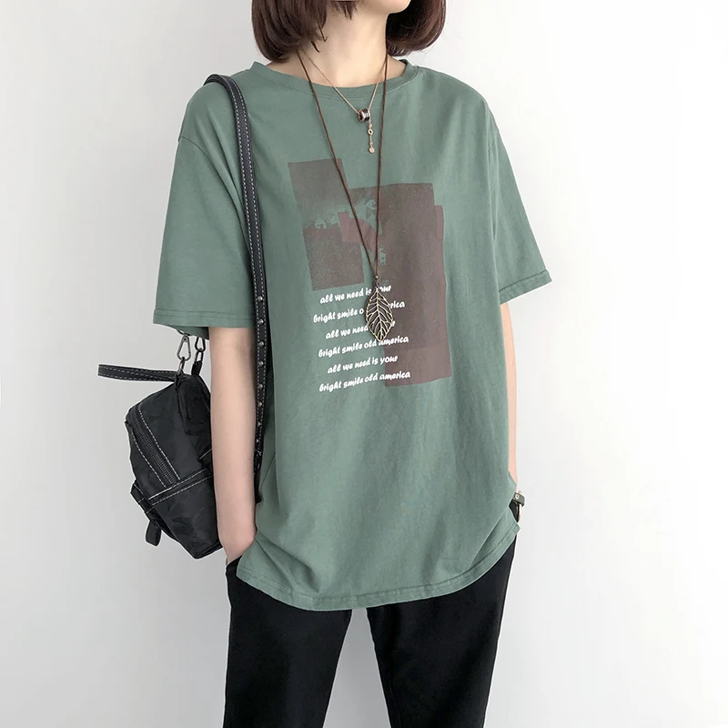 2019 new T-shirt female summer casual loose large size printed cotton shirt Korean version
2019 new T-shirt female summer casual loose large size printed cotton shirt Korean version