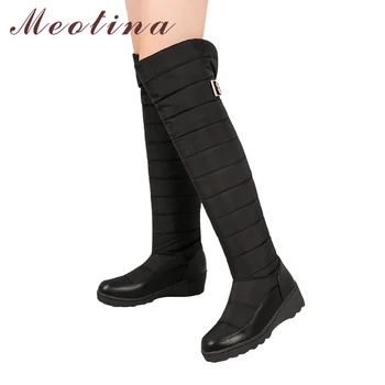 Meotina Winter Thigh High Boots Women Buckle Wedge Warm Boots Over the Knee Boots Lady Plush Long Shoes Black Blue Black Size 44
Meotina Winter Thigh High Boots Women Buckle Wedge Warm Boots Over the Knee Boots Lady Plush Long Shoes Black Blue Black Size 44
