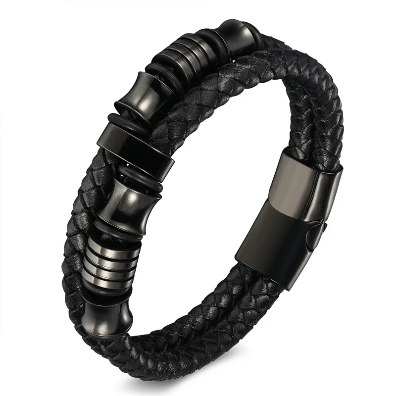 XiongHang Punk Bracelet Hand Weave Black Leather Rope Chain Stainless Steel Magnetic Buckle Bangles Men's Bracelets Friendship
XiongHang Punk Bracelet Hand Weave Black Leather Rope Chain Stainless Steel Magnetic Buckle Bangles Men's Bracelets Friendship