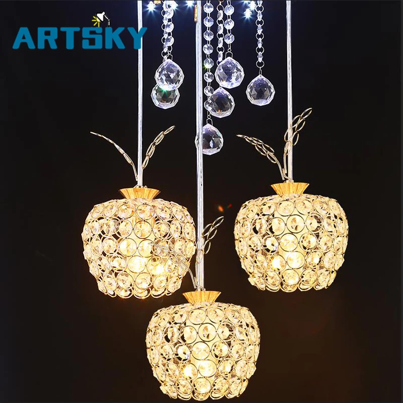 3 Heads Dining Room Gold Crystal Pendant Light Hallway Aisle Balcony Pendant Lamp Single-head Apple Crystal Lighting
3 Heads Dining Room Gold Crystal Pendant Light Hallway Aisle Balcony Pendant Lamp Single-head Apple Crystal Lighting
