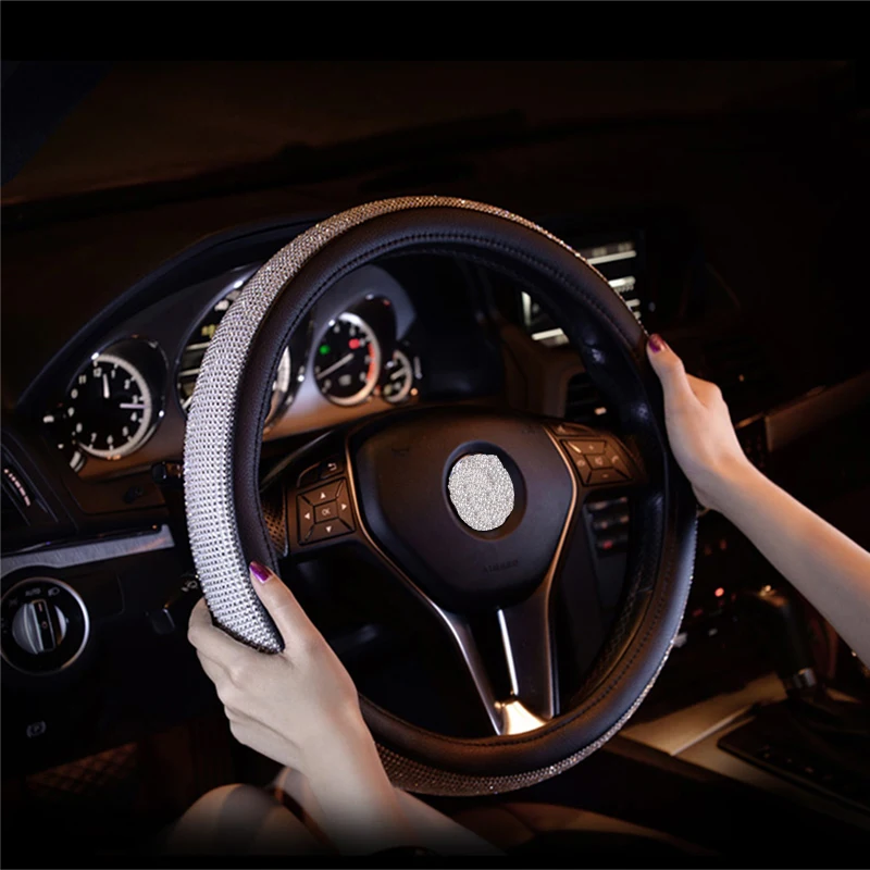Car Styling Car Steering Wheel Covers 1PC Universal Leather Crystal Rhinestone Diamond Wheel Cover For Women Girls Accessories
Car Styling Car Steering Wheel Covers 1PC Universal Leather Crystal Rhinestone Diamond Wheel Cover For Women Girls Accessories