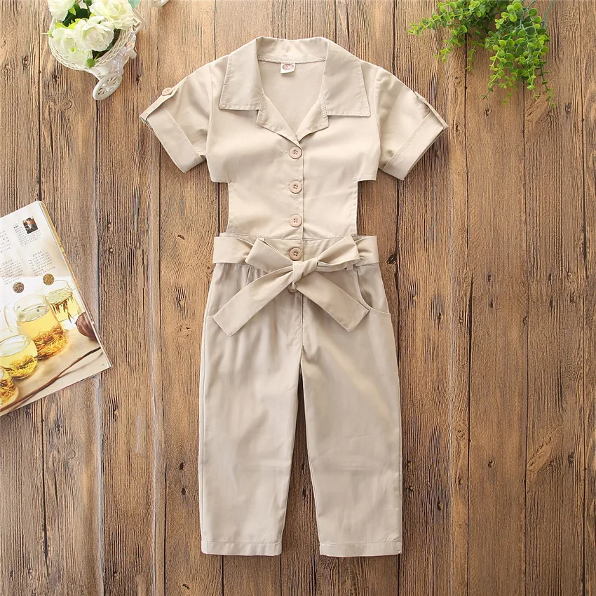 Baby Summer Fashion Infant Child Wear Girl Jumpsuit Collar Lapel Collar Solid Color Belt Jumpsuit Clothes 2-7Y
Baby Summer Fashion Infant Child Wear Girl Jumpsuit Collar Lapel Collar Solid Color Belt Jumpsuit Clothes 2-7Y