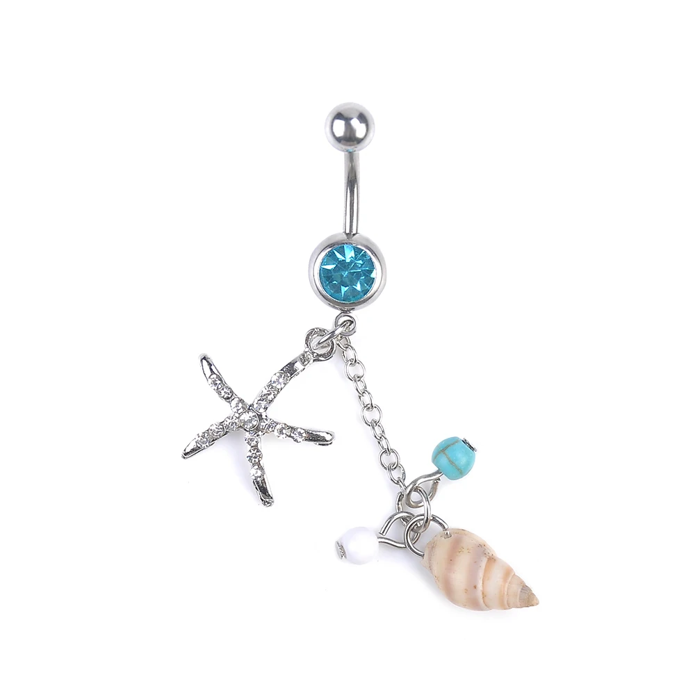 Medical steel body puncture navel ring Starfish Conch Dangle Button Belly Navel Ring Bar Barbell Body Piercing Jewelry decor
Medical steel body puncture navel ring Starfish Conch Dangle Button Belly Navel Ring Bar Barbell Body Piercing Jewelry decor