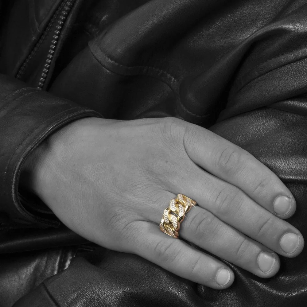 GOLD FILLED micro pave cubic zirconia cuban link chain shape hip hop bling men boy cool club party wear chain ring for men
GOLD FILLED micro pave cubic zirconia cuban link chain shape hip hop bling men boy cool club party wear chain ring for men