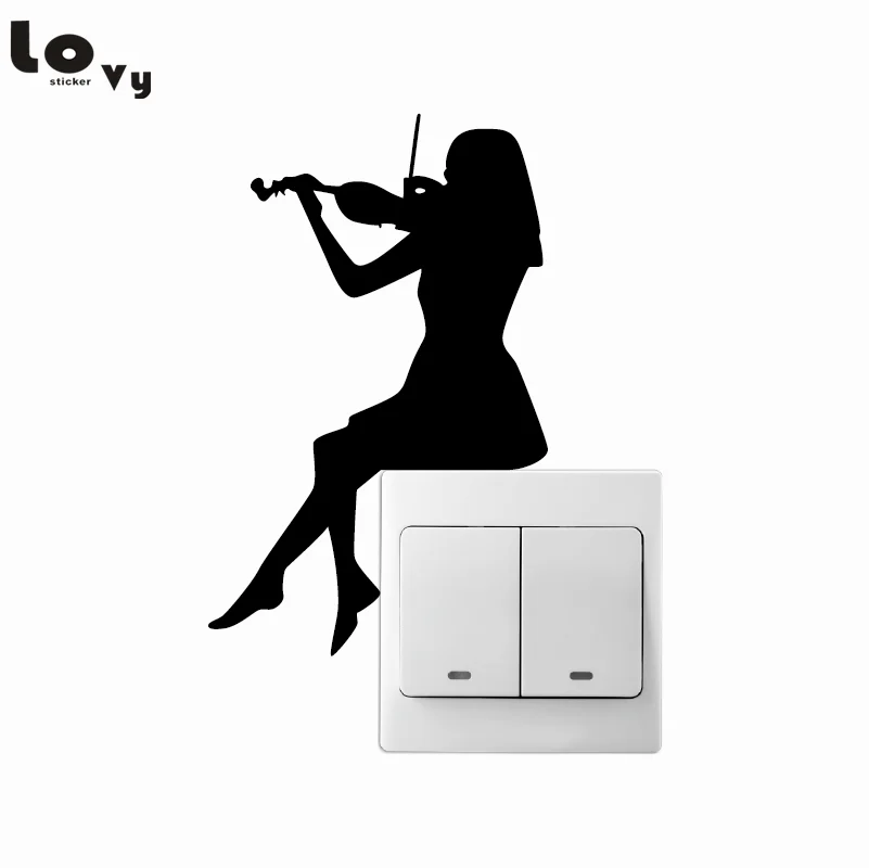 

Girl Playing Violin Silhouette Switch Sticker Classical Music Art Wall Stickers for Music Room Girl's Bedroom Home Decor