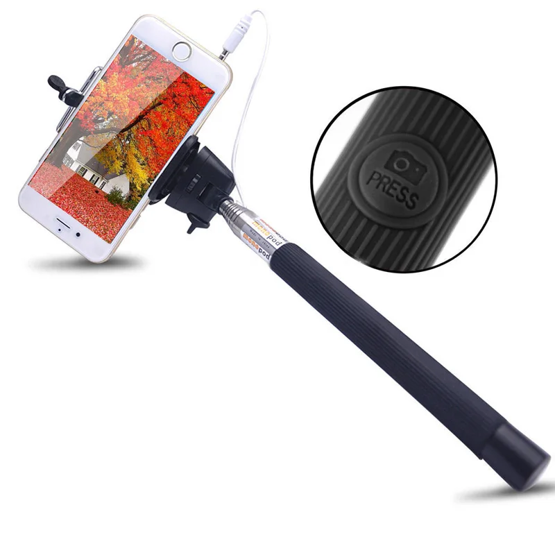 100CM Extendable Handheld Selfie Stick With Remote Shutter Button 3.5mm Cable Wired Selfie Monopod For Android IOS Phone ND998
100CM Extendable Handheld Selfie Stick With Remote Shutter Button 3.5mm Cable Wired Selfie Monopod For Android IOS Phone ND998