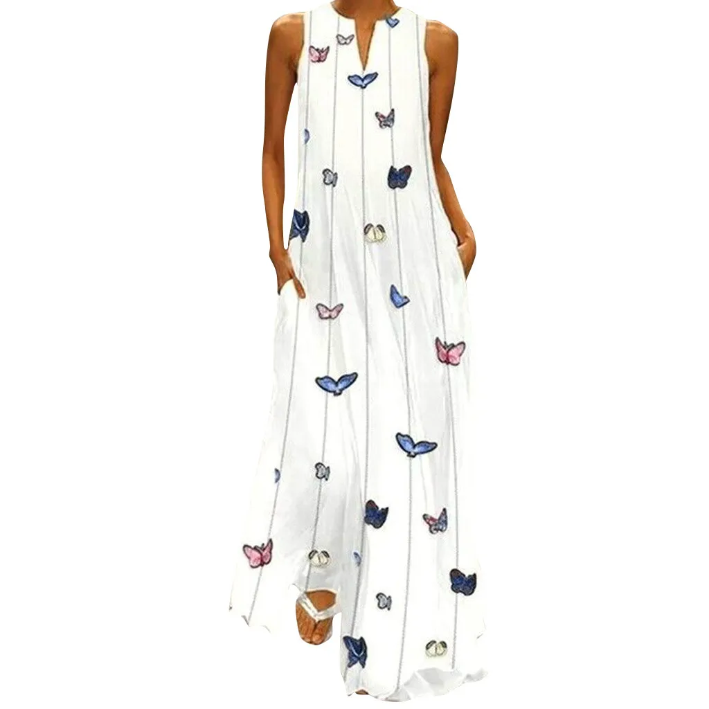 Dress Elegant Summer Women Bohemian Butterfly Printed Dress Loose Sleeveless Long Dresses Round Neck Sundress Vestido Longo
Dress Elegant Summer Women Bohemian Butterfly Printed Dress Loose Sleeveless Long Dresses Round Neck Sundress Vestido Longo