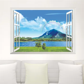 Natural Mountain Lake Rainbow Tree Scenery Wall Sticker Living Room Bedroom Sofa home Decor 3D Window Wall Decals Mural
Natural Mountain Lake Rainbow Tree Scenery Wall Sticker Living Room Bedroom Sofa home Decor 3D Window Wall Decals Mural