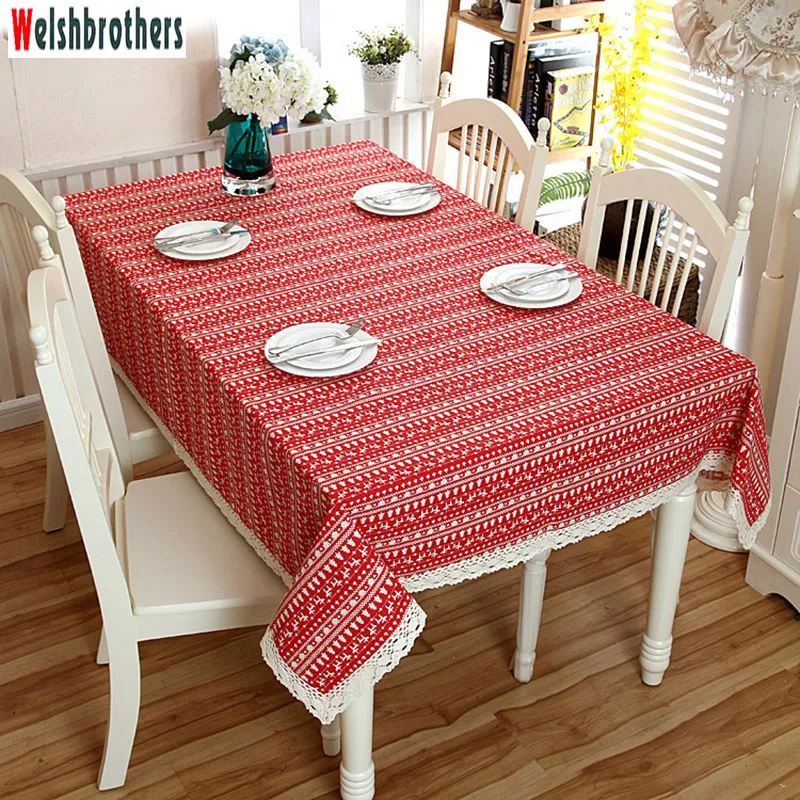 Red Christmas Tablecloth Christmas Tree Deer Printed Cotton and Polyester Tablecloth Dust Cover with Lace 145 * 300cm 37 Size
Red Christmas Tablecloth Christmas Tree Deer Printed Cotton and Polyester Tablecloth Dust Cover with Lace 145 * 300cm 37 Size