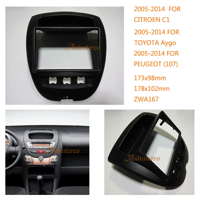 Car Stereo Radio Double DIN for CITROEN C1,TOYOTA Aygo,PEUGEOT (107) Fascia Dash CD Trim Installation Frame Kit ZWNAV 11-167
Car Stereo Radio Double DIN for CITROEN C1,TOYOTA Aygo,PEUGEOT (107) Fascia Dash CD Trim Installation Frame Kit ZWNAV 11-167