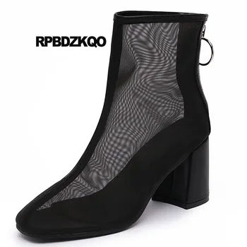 Ankle White Wide Calf Boots High Heel Square Toe Summer Luxury Brand Shoes Women 2018 Chunky Mesh Sandals Fashion Short Black
Ankle White Wide Calf Boots High Heel Square Toe Summer Luxury Brand Shoes Women 2018 Chunky Mesh Sandals Fashion Short Black