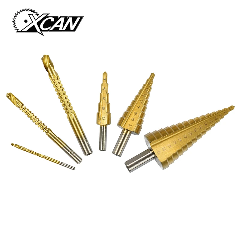 XCAN 6pcs Titanuim Coated HSS Drill Bit Set 4-12/20/32 Step Drill Bit Set with 3/6/8mm Hole Saw Drill Bit Woodworking Tools
XCAN 6pcs Titanuim Coated HSS Drill Bit Set 4-12/20/32 Step Drill Bit Set with 3/6/8mm Hole Saw Drill Bit Woodworking Tools