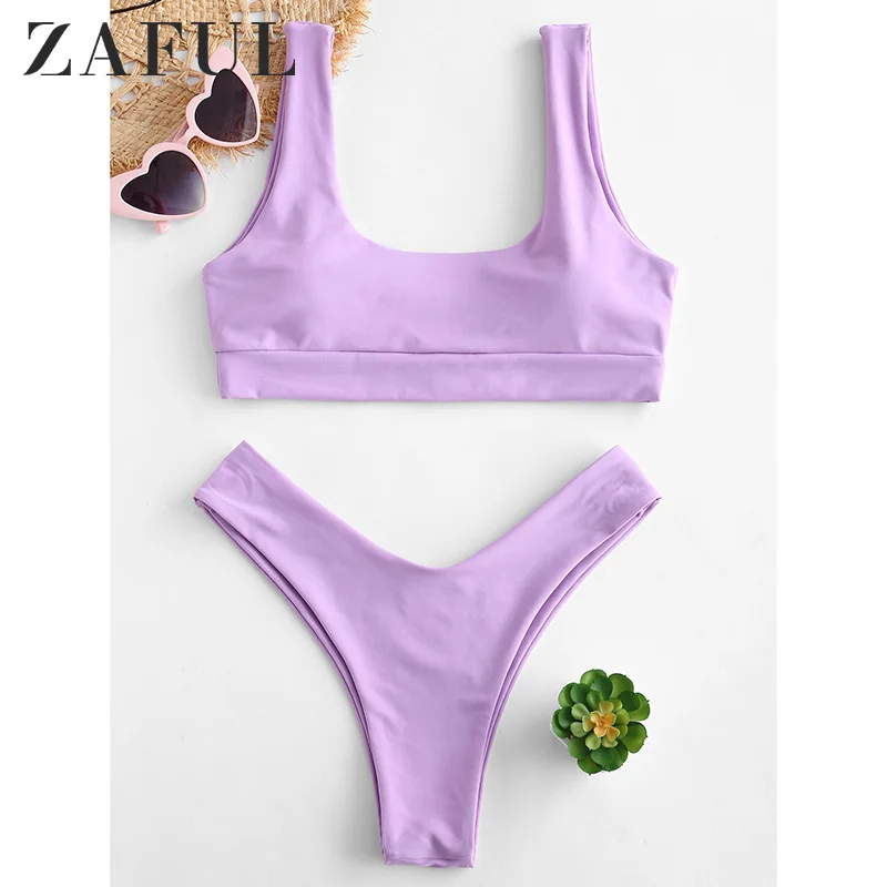 ZAFUL Bikini Women Padded High Leg Bikini Set Sexy Solid Low Waist Swimsuit Scoop Neck Swimwear Summer Push Up Bathing Suit
ZAFUL Bikini Women Padded High Leg Bikini Set Sexy Solid Low Waist Swimsuit Scoop Neck Swimwear Summer Push Up Bathing Suit
