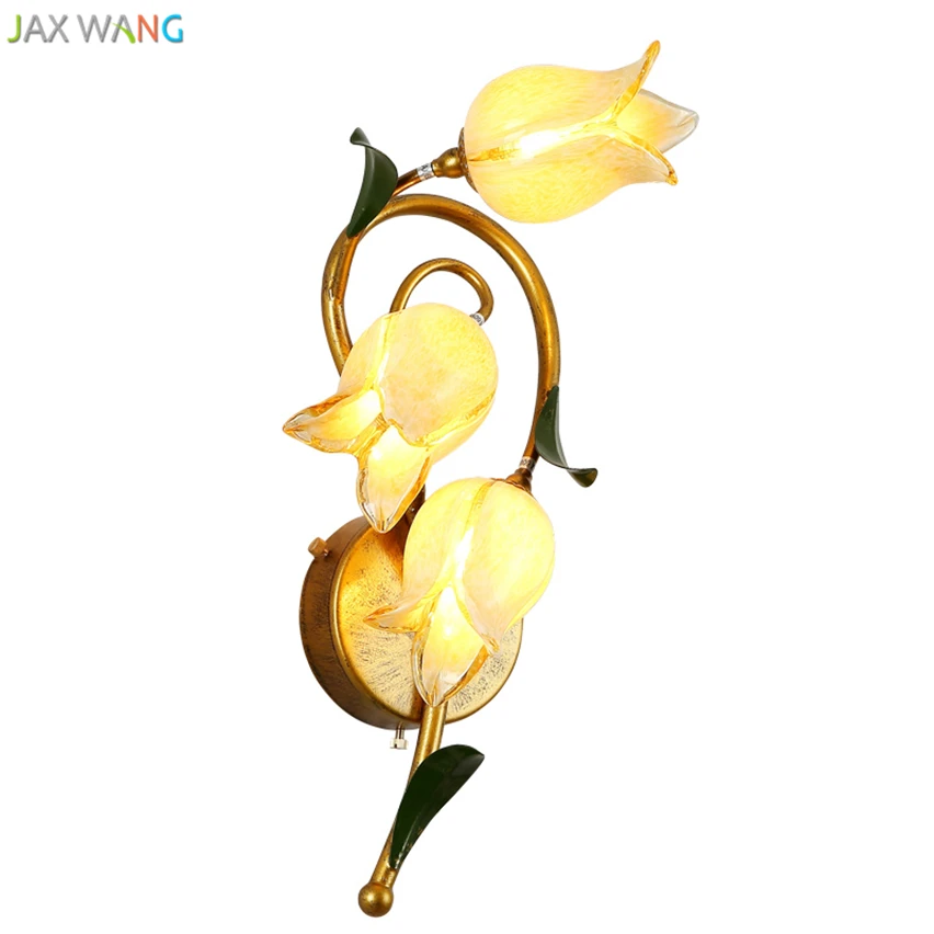 European Style Creative Glass Flower Wall Lamp Bedroom Study Living Room Bedside Lamp Iron Ligths Home Lighting Fixtures Decor
European Style Creative Glass Flower Wall Lamp Bedroom Study Living Room Bedside Lamp Iron Ligths Home Lighting Fixtures Decor