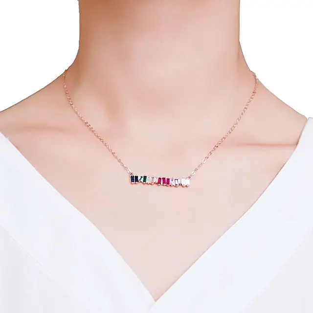 2019 SIMPLE rainbow baguette cubic zirconia cz bar necklace big colored cz geometric minimal Gold filled high quality necklaces
2019 SIMPLE rainbow baguette cubic zirconia cz bar necklace big colored cz geometric minimal Gold filled high quality necklaces
