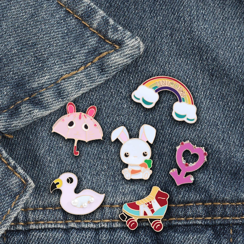 Kawaii Cartoon Rabbit Rainbow Umbrella Brooch Women Jackets Lapel Enamel Pins Duck Female Pearl Crystal Badge Jewelry Brooches
Kawaii Cartoon Rabbit Rainbow Umbrella Brooch Women Jackets Lapel Enamel Pins Duck Female Pearl Crystal Badge Jewelry Brooches