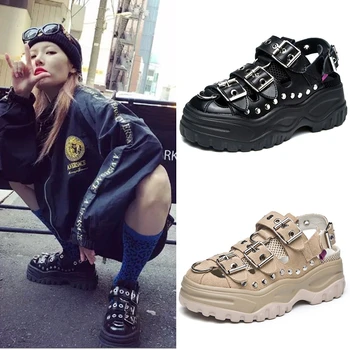 White Shoes Women Rivets Sandals Platform zapatos de mujer Buckle chaussures femme Ladies Chunky footware sandalias mujer 2019
White Shoes Women Rivets Sandals Platform zapatos de mujer Buckle chaussures femme Ladies Chunky footware sandalias mujer 2019