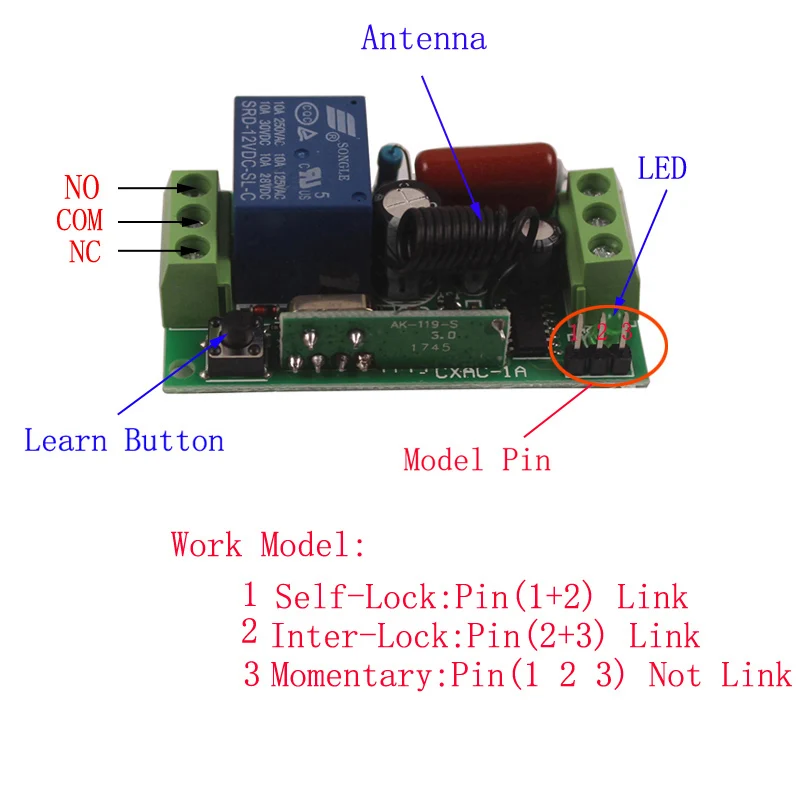 220V 10A Remote Switch Module 433Mhz/315MHz 110V Switch Remote Control Universal LED Light Fan
220V 10A Remote Switch Module 433Mhz/315MHz 110V Switch Remote Control Universal LED Light Fan