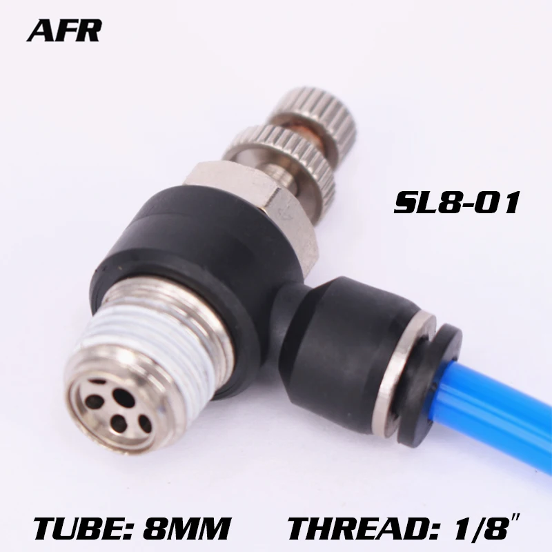 PSL8-01 8mmTube Push In to Connect Fitting 1/8" 9.5MM Thread Speed Flow Controller Air Valve SL8-01 Pneumatic Throttle Valve
PSL8-01 8mmTube Push In to Connect Fitting 1/8" 9.5MM Thread Speed Flow Controller Air Valve SL8-01 Pneumatic Throttle Valve