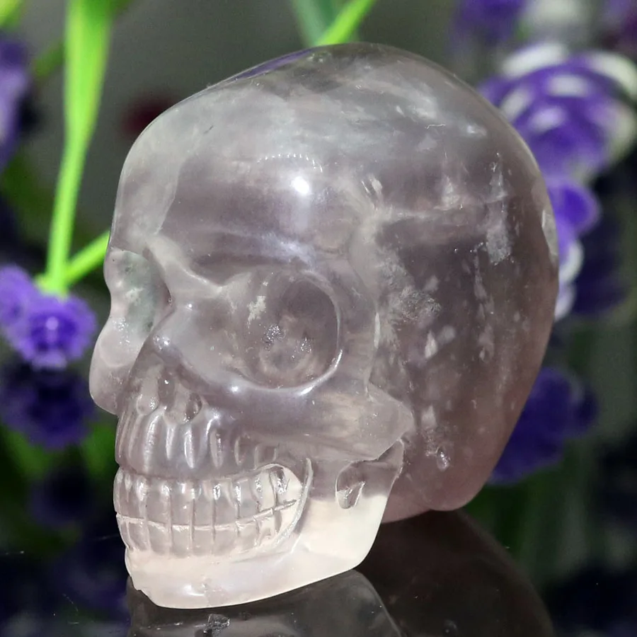 2.14"BEAUTIFUL FLUORITE Handmade Carved Crystal Skull Crystal Realistic Crystal Healing Furnishing Articles Figurine AJ95