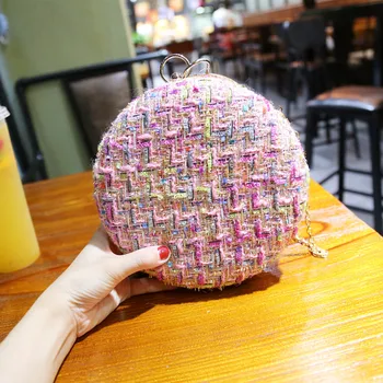 Fashion Wool Women Round Handle Handbags Lady Evening Party Chain Circle Mini Crossbody Shoulder Bags
Fashion Wool Women Round Handle Handbags Lady Evening Party Chain Circle Mini Crossbody Shoulder Bags