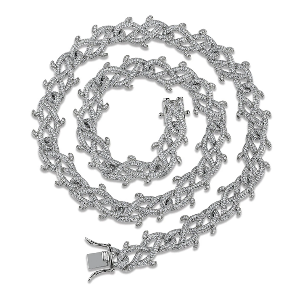 Prickly Thorns Barbed Wire Cuban Chain Necklace Mens Choker Finish Fashion Hip Hop Iced Out Cubic Zircon Charm Jewelry
Prickly Thorns Barbed Wire Cuban Chain Necklace Mens Choker Finish Fashion Hip Hop Iced Out Cubic Zircon Charm Jewelry