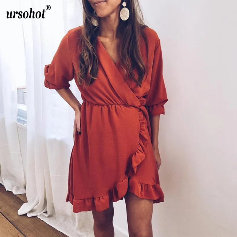 Женское асимметричное платье в стиле бохо Ursohot повседневное однотонное с