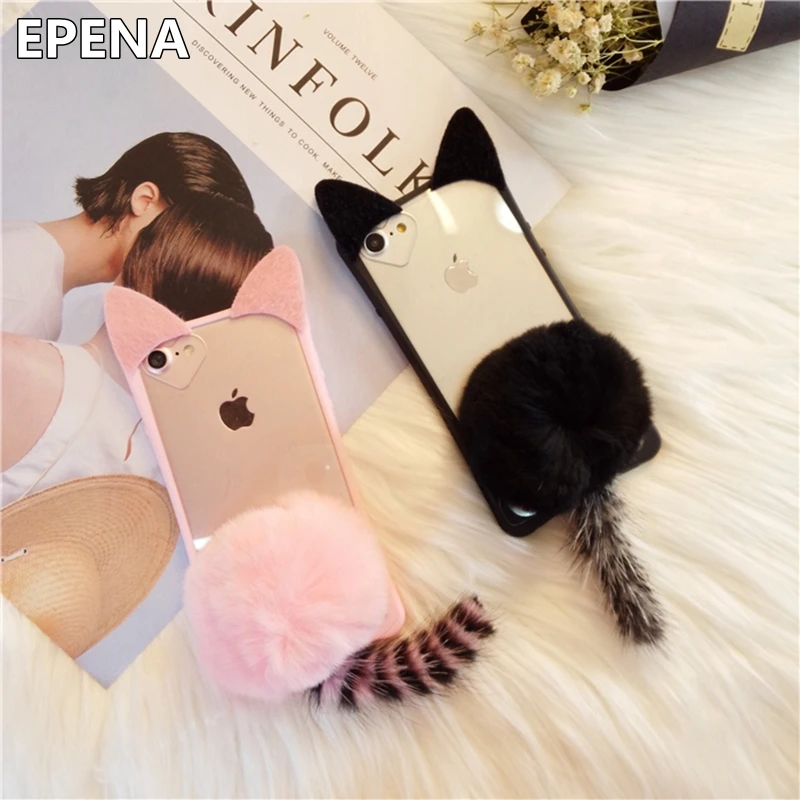 EPENA Cute Artificial Fur Plush Cat Ear fur Tail Phone Cases for Apple iPhone 8 Plus Soft Edge Case For iPhone 6 6s 7 Plus Case
EPENA Cute Artificial Fur Plush Cat Ear fur Tail Phone Cases for Apple iPhone 8 Plus Soft Edge Case For iPhone 6 6s 7 Plus Case