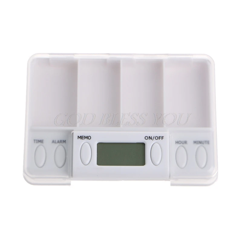 Pills Reminder Medicine Alarm Electronic Timer Box Case Organizer 4 Grid Hot Care Tool Drop Ship
Pills Reminder Medicine Alarm Electronic Timer Box Case Organizer 4 Grid Hot Care Tool Drop Ship