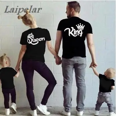 New Summer King Queen Prince Princess Family Matching Outfits Women Men Boy Girl clothes Cotton Family t-shirts black white tee
New Summer King Queen Prince Princess Family Matching Outfits Women Men Boy Girl clothes Cotton Family t-shirts black white tee